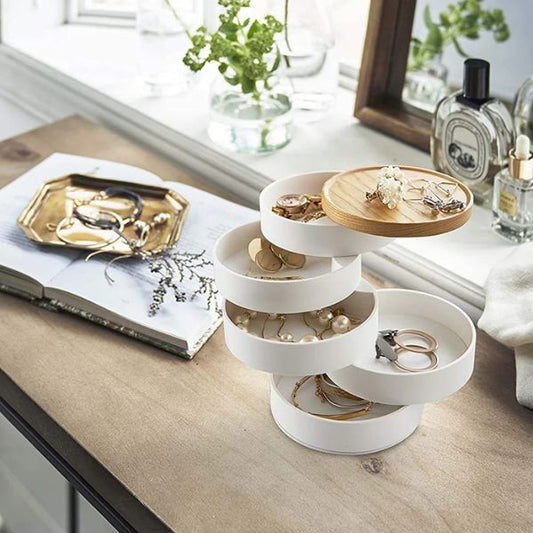 Wood tray top Stacked Jewelry organizer
